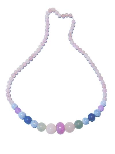 Sommertyp Farben Edelsteinkette Halskette Kette Chalcedon Rosenquarz Achat Serpentin